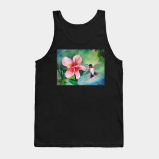 Ruby Throated Hummingbird and Hibiscus Flower Tank Top